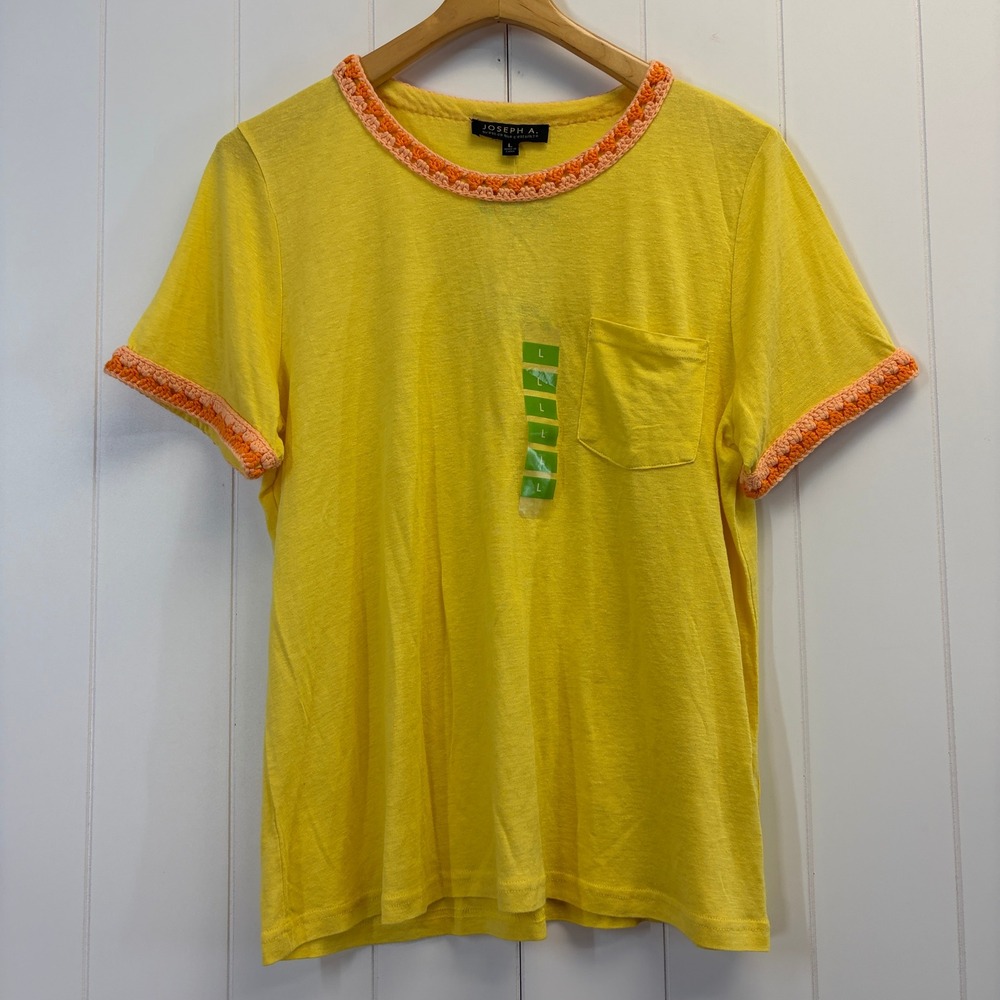 Joseph A. Womens Quiet Luxury Linen Blend Top Women Size L Boho Artsy Summer